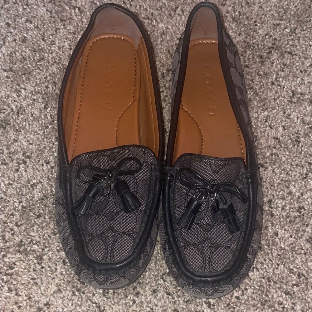 Coach Black and Gray Patterned Loafers